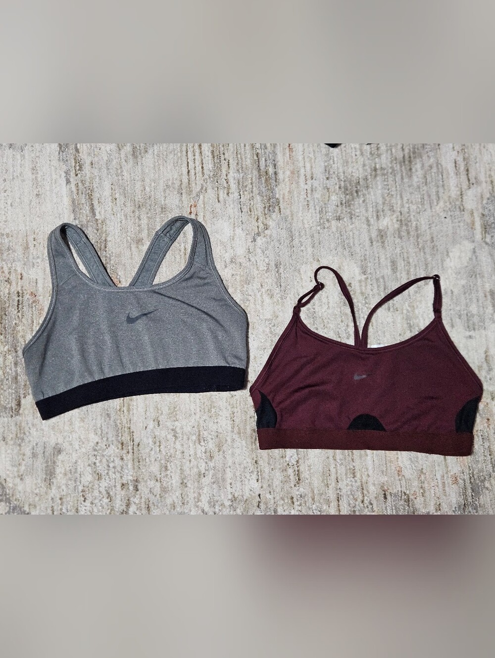 Nike Women’s Athletic Sports Bras -Gray and Brown Set Of 2 Size M